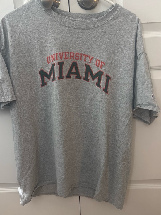 Champion Other - Champion Gray University of Miami Graphic Tee with Red & Green Accents